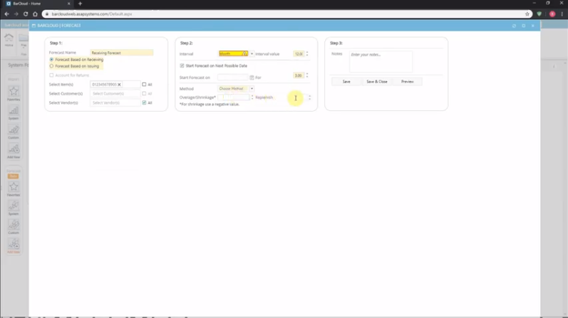 inventory system forecast feature - v094