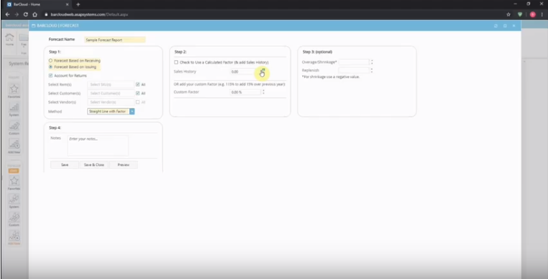 Inventory System Forecast Feature v096